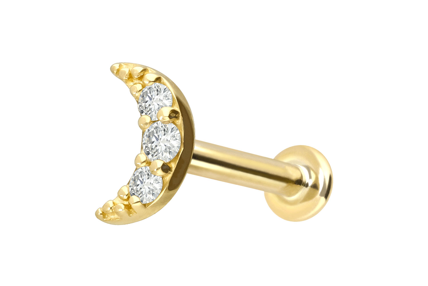 18 Karat Gold Labret Piercing mit Innengewinde DIAMANT-MOND